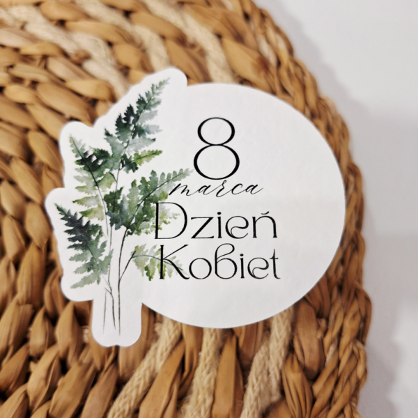 Plakietka - 8 marca Dzień kobiet - 6szt - paproć