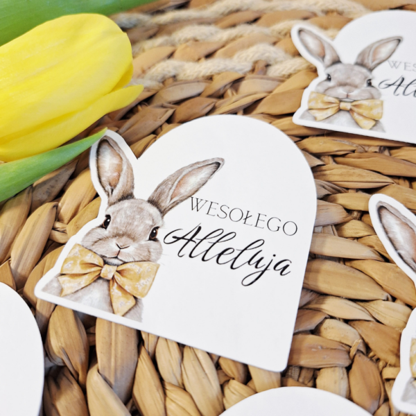 Plakietka - Wesołego Alleluja- 6szt - zając