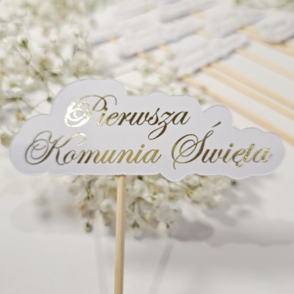 Pik - Topper - Napis złocony - Pierwsza Komunia Święta 10 szt. p.