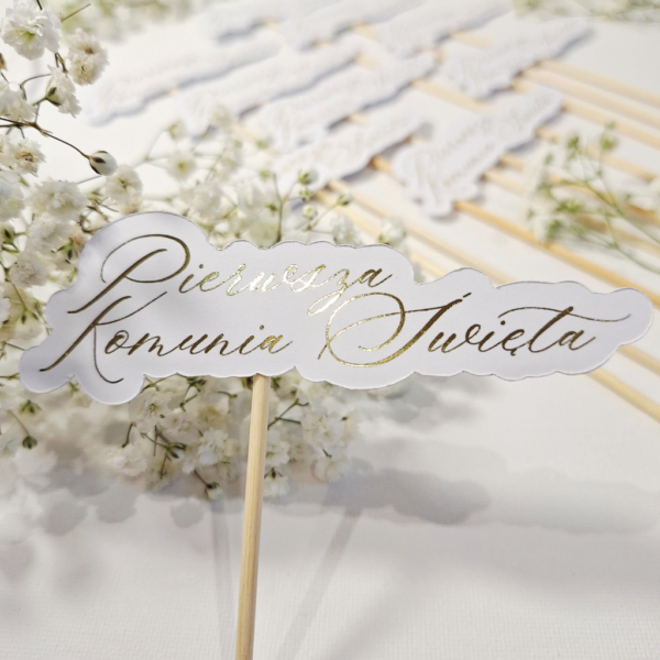 Pik - Topper - Napis złocony - Pierwsza Komunia Święta 10 szt. p.