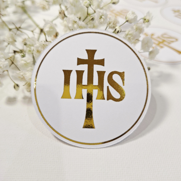 Plakietki- IHS złocony 12szt. p.