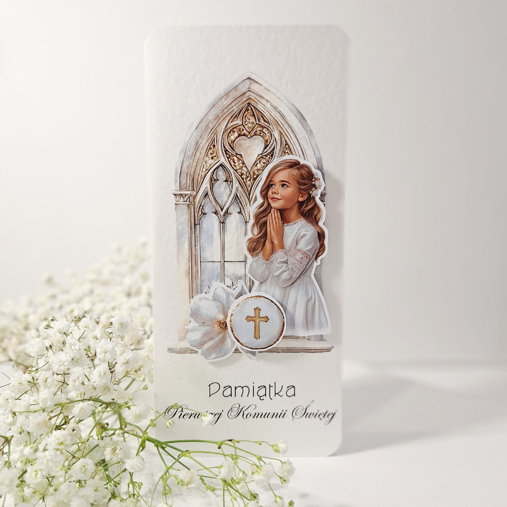 Kartka z okazji Komunii Świętej - Pamiątka Pierwszej Komunii Świętej - Dziewczynka