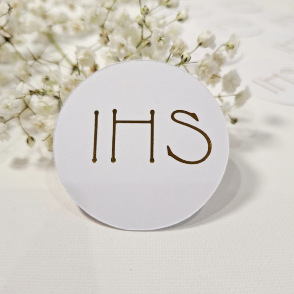Plakietki- IHS złocony 12szt. p.