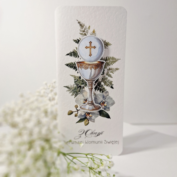 Kartka z okazji Komunii Świętej - Z Okazji Pierwszej Komunii Świętej - IHS