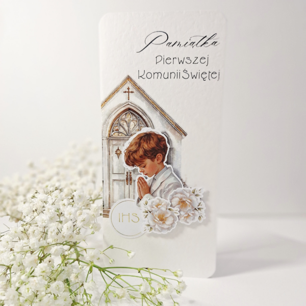 Kartka z okazji Komunii Świętej - Pamiątka Pierwszej Komunii Świętej - Chłopiec