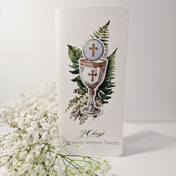 Kartka z okazji Komunii Świętej - Z Okazji Pierwszej Komunii Świętej - IHS