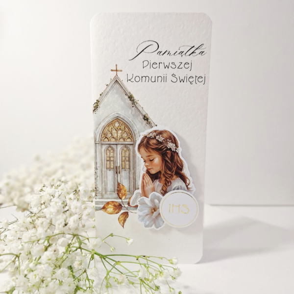 Kartka z okazji Komunii Świętej - Pamiątka Pierwszej Komunii Świętej - Dziewczynka