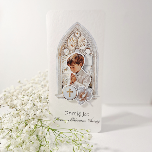 Kartka z okazji Komunii Świętej - Pamiątka Pierwszej Komunii Świętej - Chłopiec