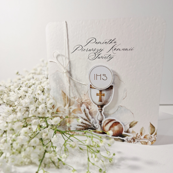 Kartka z okazji Komunii Świętej - Pamiątka Pierwszej Komunii Świętej -IHS