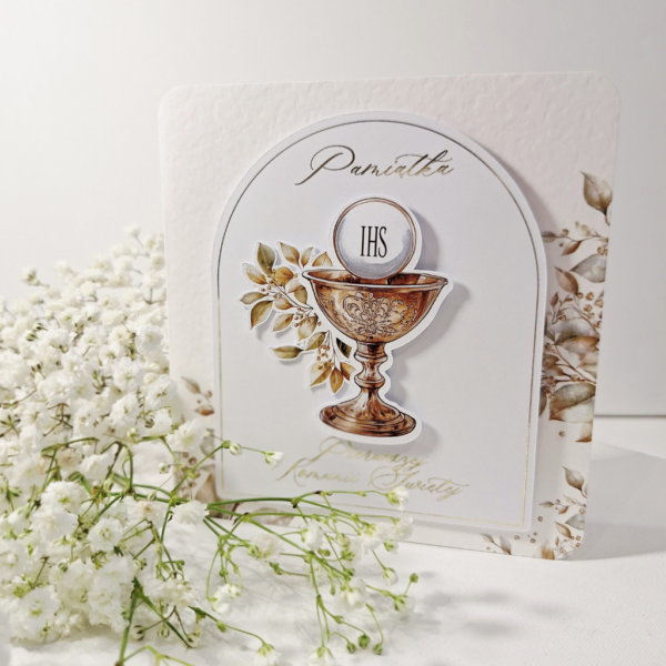 Kartka z okazji Komunii Świętej - Pamiątka Pierwszej Komunii Świętej - IHS