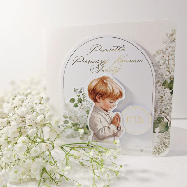 Kartka z okazji Komunii Świętej - Pamiątka Pierwszej Komunii Świętej -Chłopiec