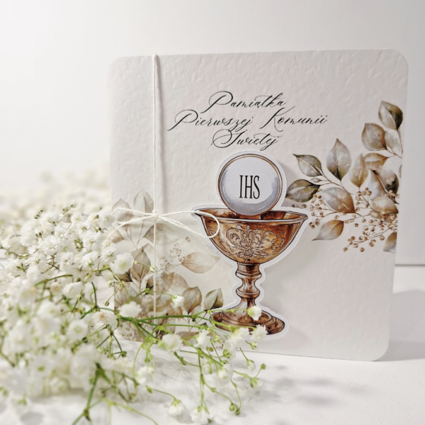 Kartka z okazji Komunii Świętej - Pamiątka Pierwszej Komunii Świętej -IHS