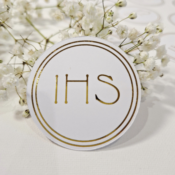 Plakietki- IHS złocony 12szt. p.