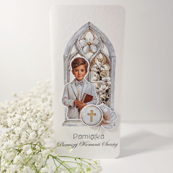 Kartka z okazji Komunii Świętej - Pamiątka Pierwszej Komunii Świętej - Chłopiec