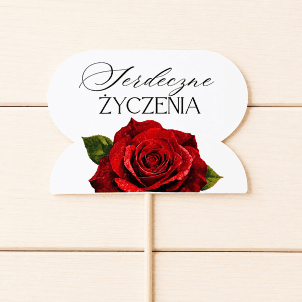 Pik - Topper - Serdeczne życzenia - 6 szt. - czerwona róża