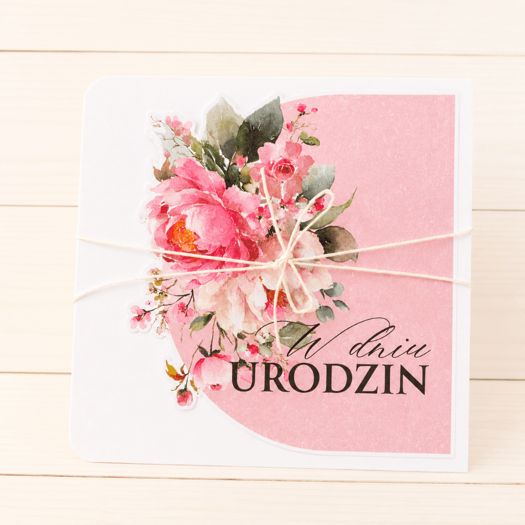 Kartka Okolicznościowa 2d - W dniu Urodzin - puder róż