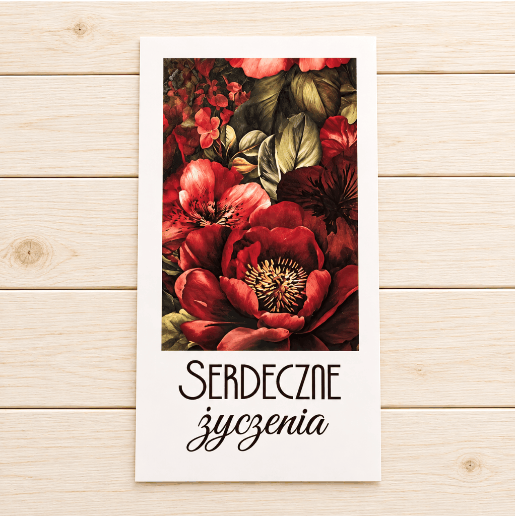 Plakietka XXL - Serdeczne życzenia 6szt - obraz bordo
