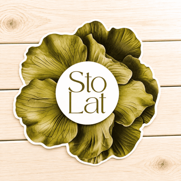 Plakietka 2D - STO LAT 5szt - kwiat zielony