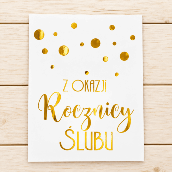 Plakietka ZŁOCONA - Z okazji Rocznicy Ślubu 6szt - groszek