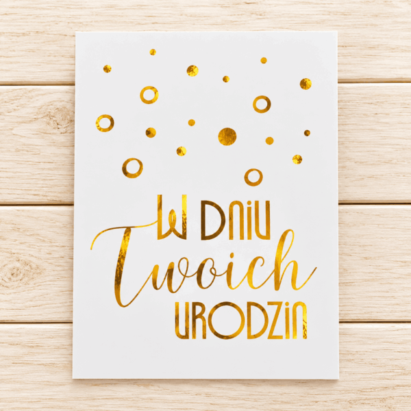 Plakietka ZŁOCONA - W dniu Twoich urodzin 6szt - kółko