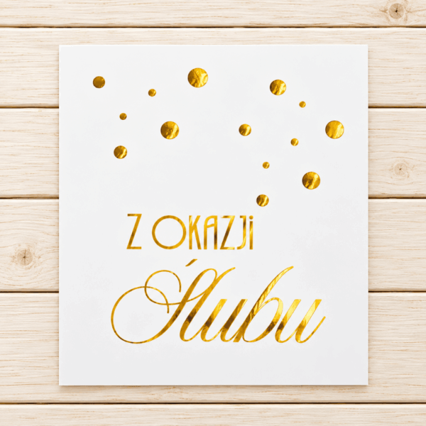Plakietka ZŁOCONA - Z okazji Ślubu 6szt - groszek